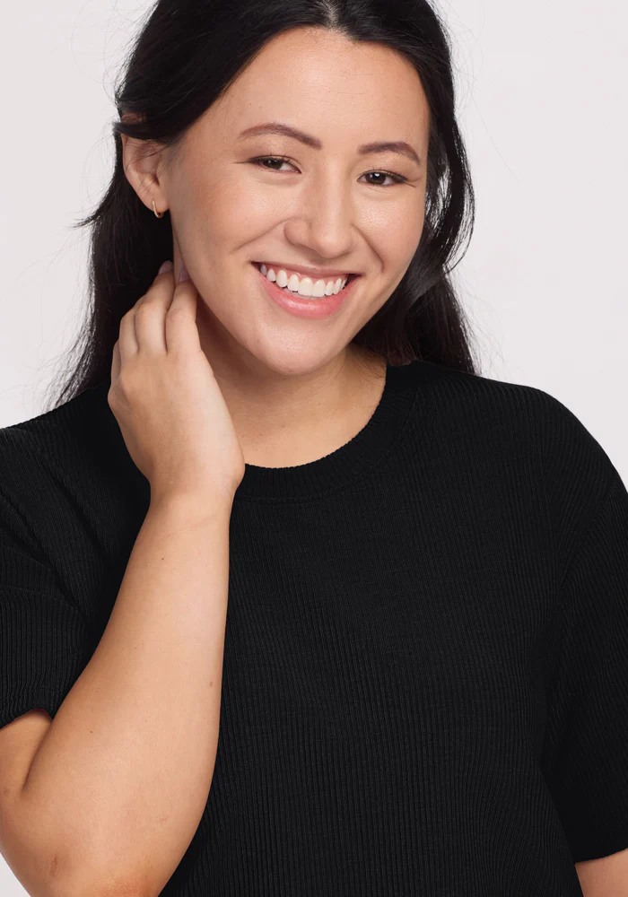 Delia Ribbed Short Sleeve - Black - Image 5
