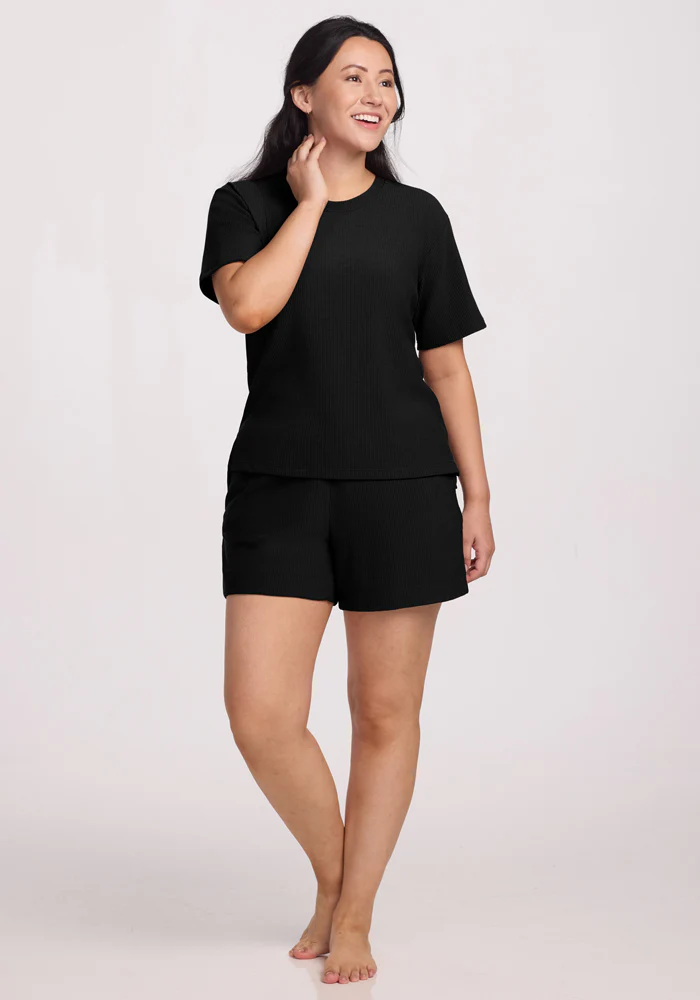Delia Ribbed Short Sleeve - Black - Image 7