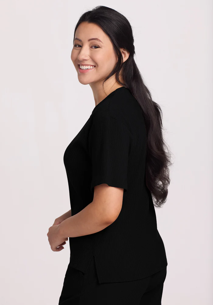 Delia Ribbed Short Sleeve - Black - Image 8