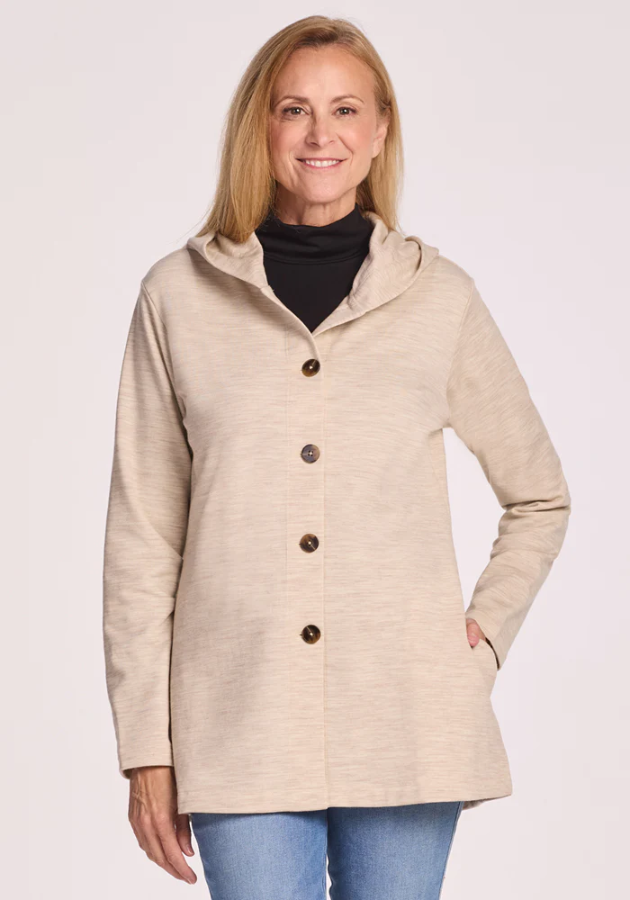 Edna Hooded Cardigan - Cream Heather