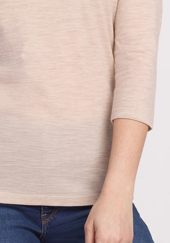 Elena 3/4 Sleeve V Neck - Cream Heather - Image 6