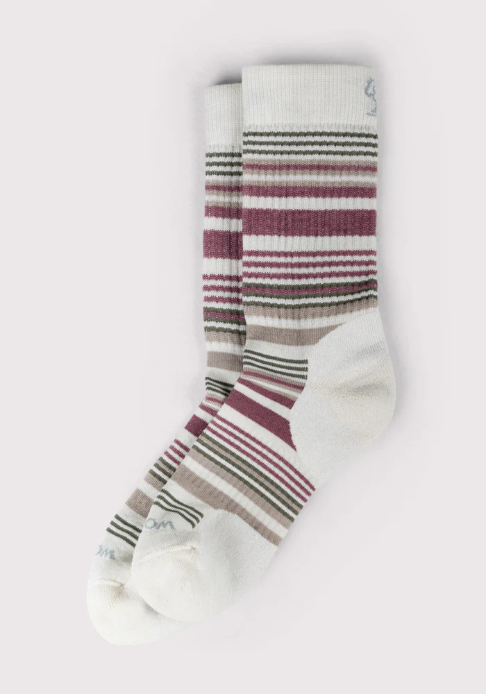 Womens Everyday Crew Socks - Buttercream Stripe