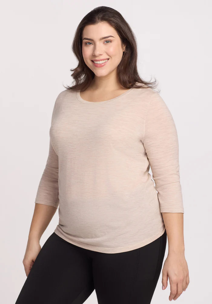 Jenny 3/4 Sleeve Crew Neck - Cream Heather - Image 2