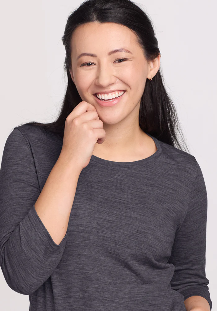 Jenny 3/4 Sleeve Crew Neck - Cinder Melange - Image 2