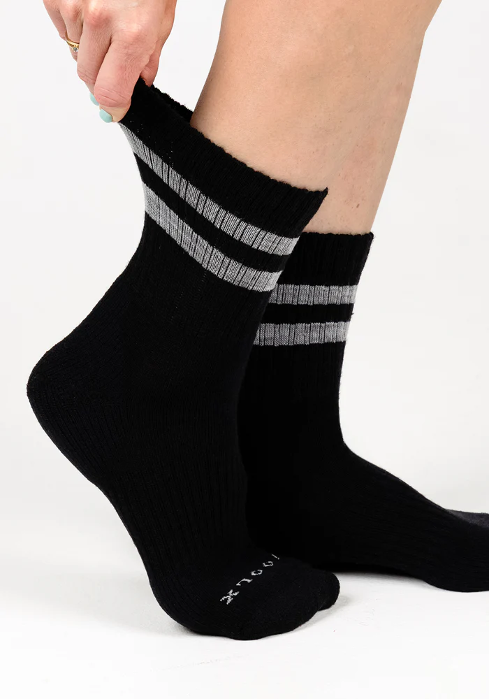 Womens Varsity Mini Crew Socks - Black Volt - Image 3