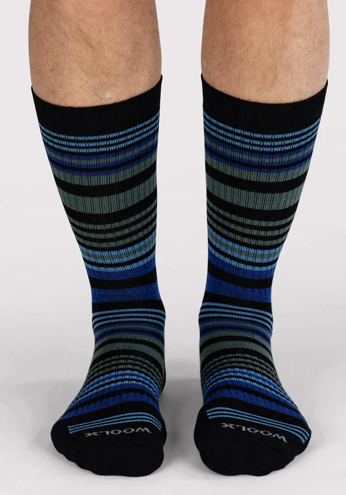 Mens Everyday Crew Socks - Black Stripe - Image 2
