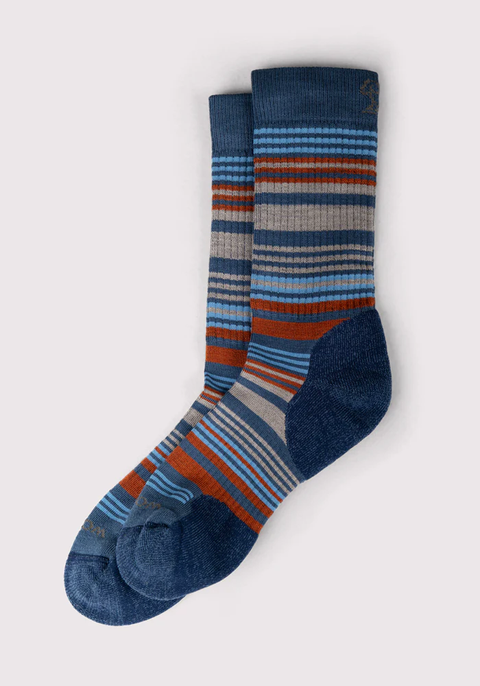 Mens Everyday Crew Socks - Majolica Blue Stripe