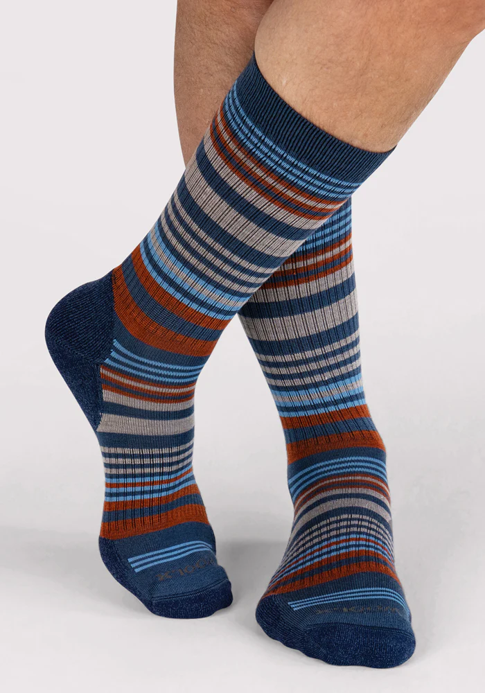 Mens Everyday Crew Socks - Majolica Blue Stripe - Image 2
