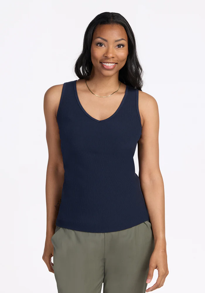Vivi Ribbed Tank - Deep Navy - Image 2