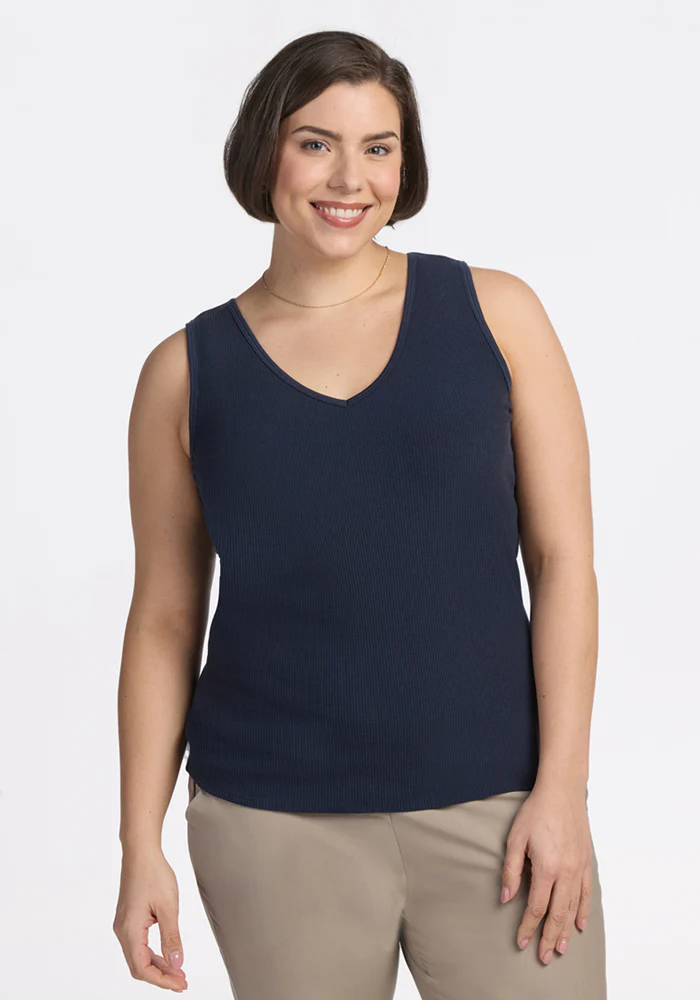 Vivi Ribbed Tank - Deep Navy - Image 7