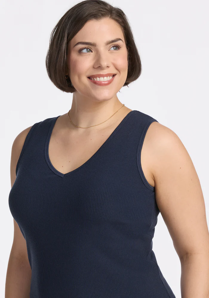 Vivi Ribbed Tank - Deep Navy - Image 8