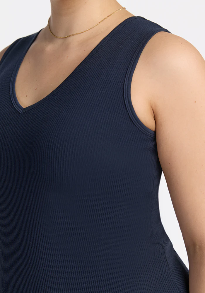 Vivi Ribbed Tank - Deep Navy - Image 9