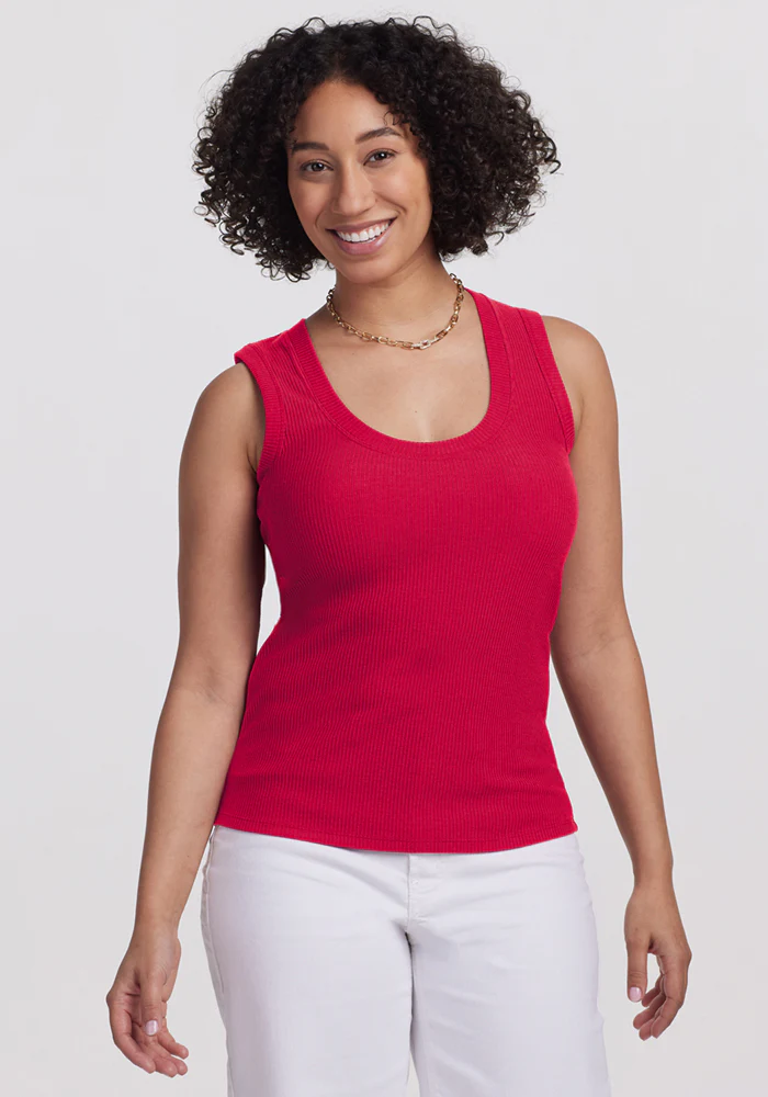 Sloane Ribbed Tank - Poppy Spark - Image 2