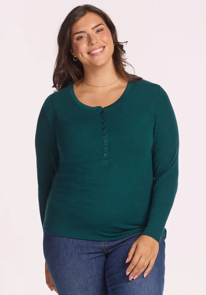 Reese Ribbed Henley - Riverbank Green