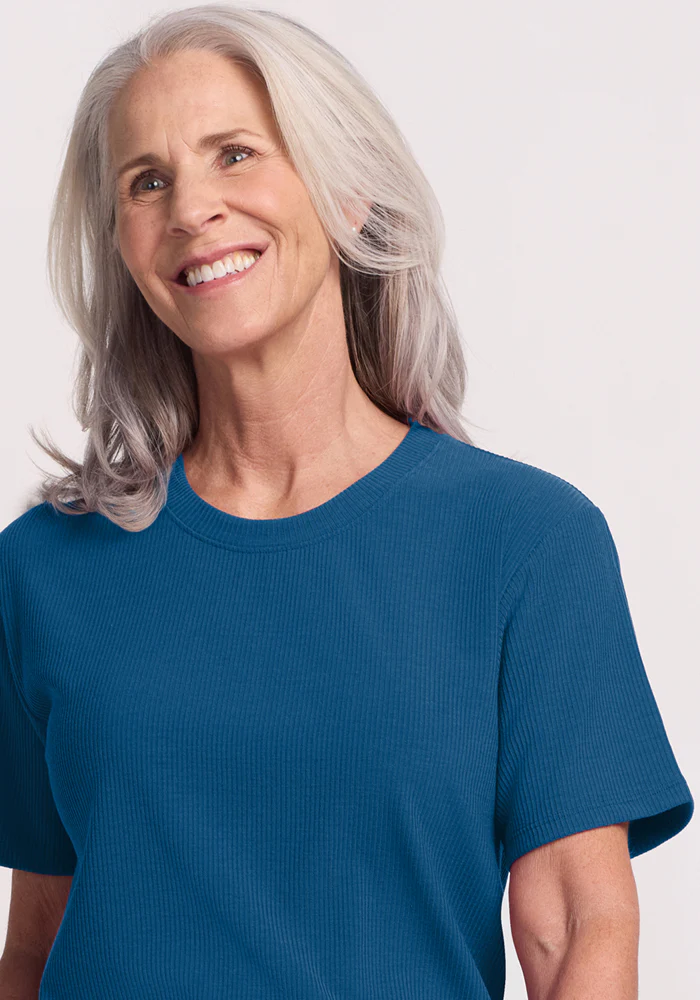 Delia Ribbed Short Sleeve - Moroccan Blue - Image 5