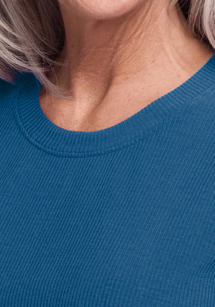 Delia Ribbed Short Sleeve - Moroccan Blue - Image 6