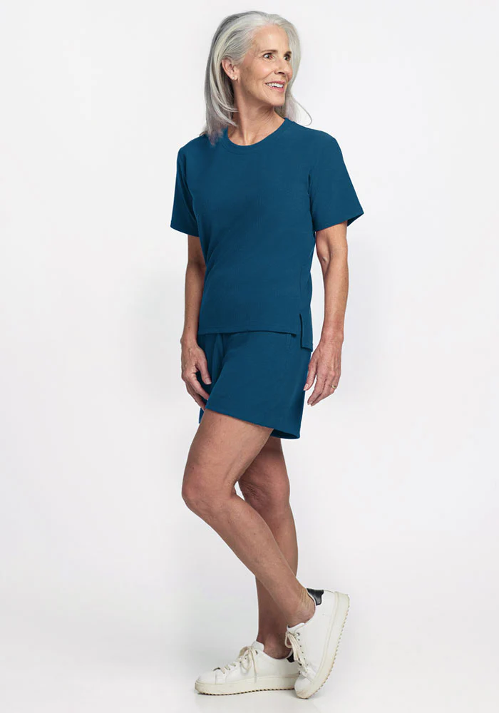 Delia Ribbed Short Sleeve - Moroccan Blue - Image 7