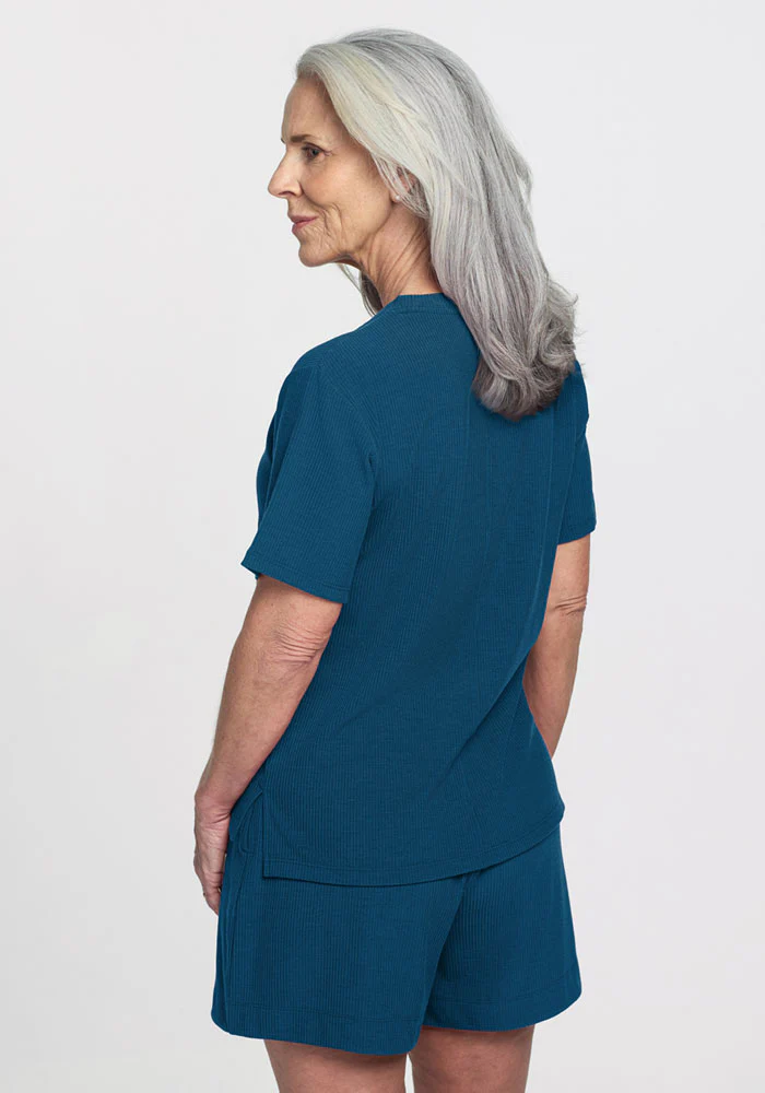 Delia Ribbed Short Sleeve - Moroccan Blue - Image 8