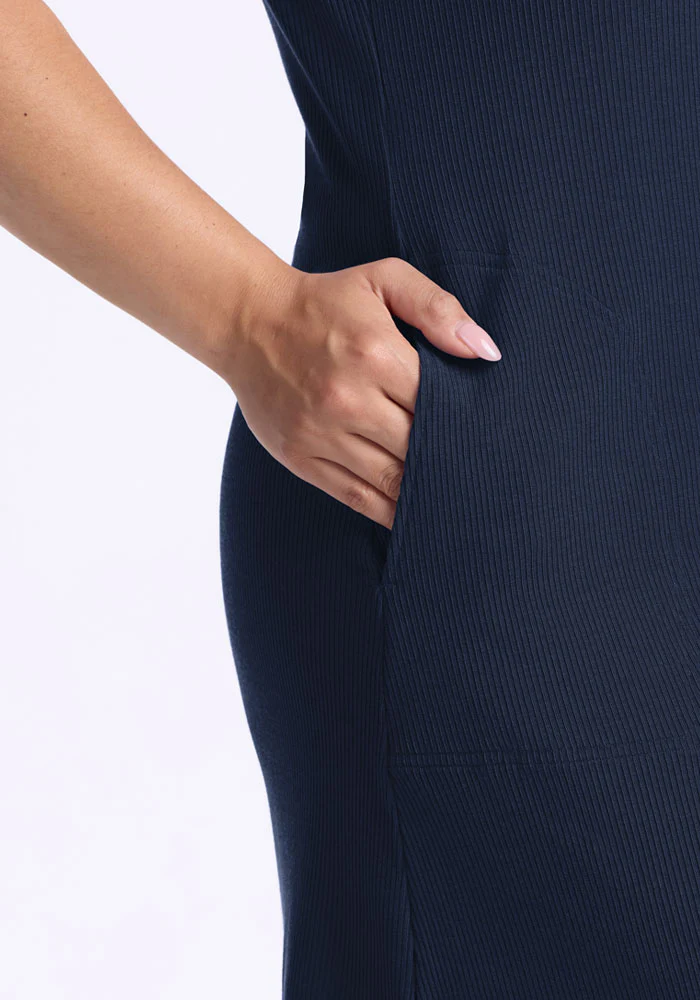 Harlowe Ribbed Dress - Deep Navy - Image 10