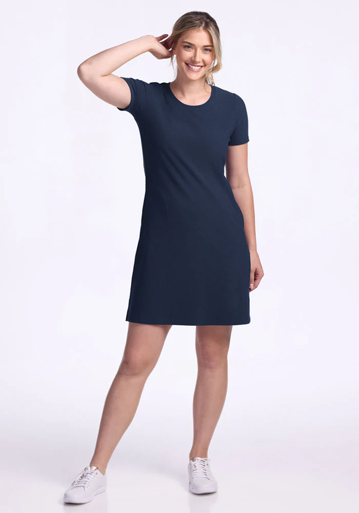 Harlowe Ribbed Dress - Deep Navy - Image 2