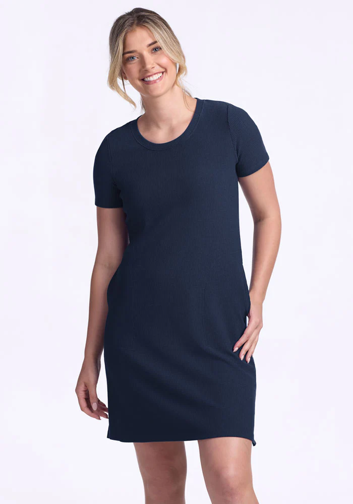 Harlowe Ribbed Dress - Deep Navy - Image 3