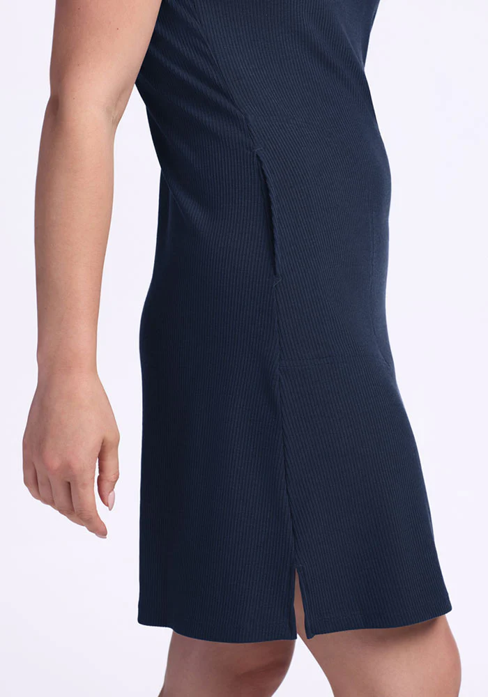 Harlowe Ribbed Dress - Deep Navy - Image 5