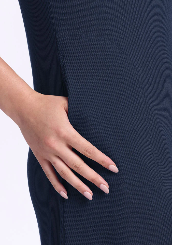 Harlowe Ribbed Dress - Deep Navy - Image 6