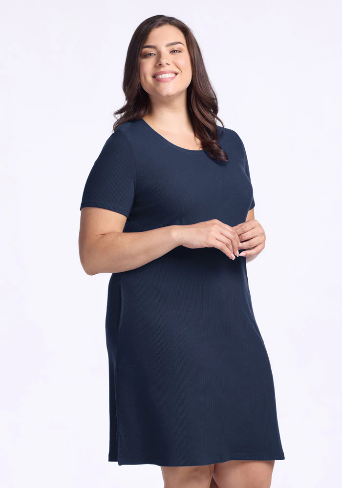 Harlowe Ribbed Dress - Deep Navy - Image 9