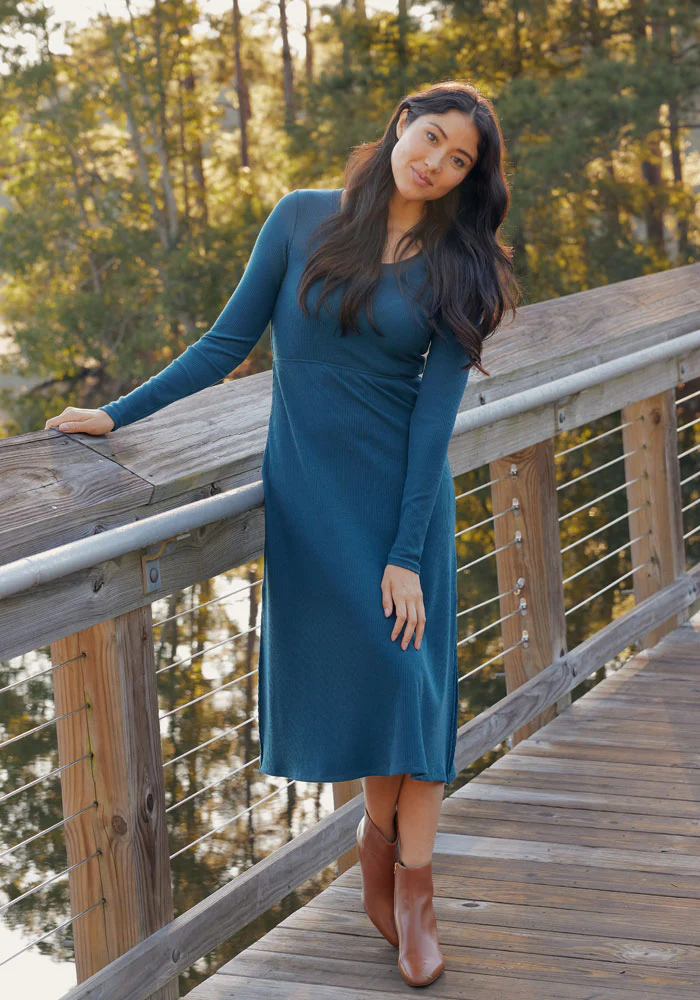 Caroline Ribbed Twirl Dress - Deep Timber - Image 14