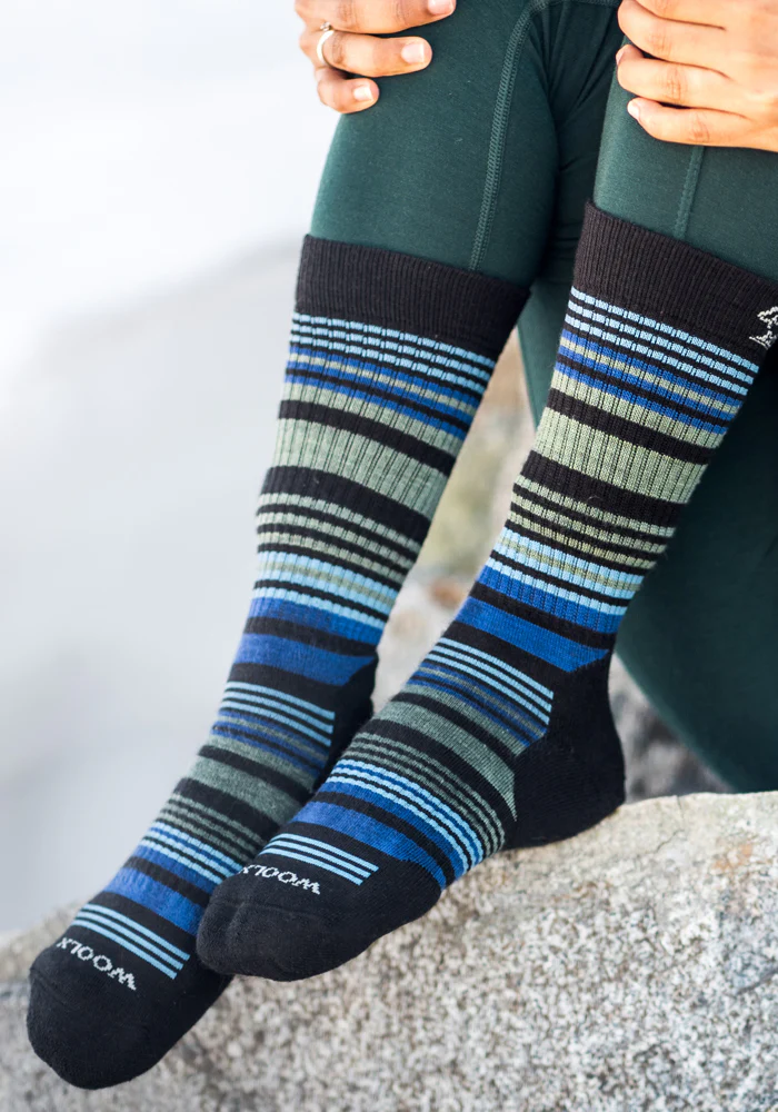 Womens Everyday Crew Socks - Black Stripe
