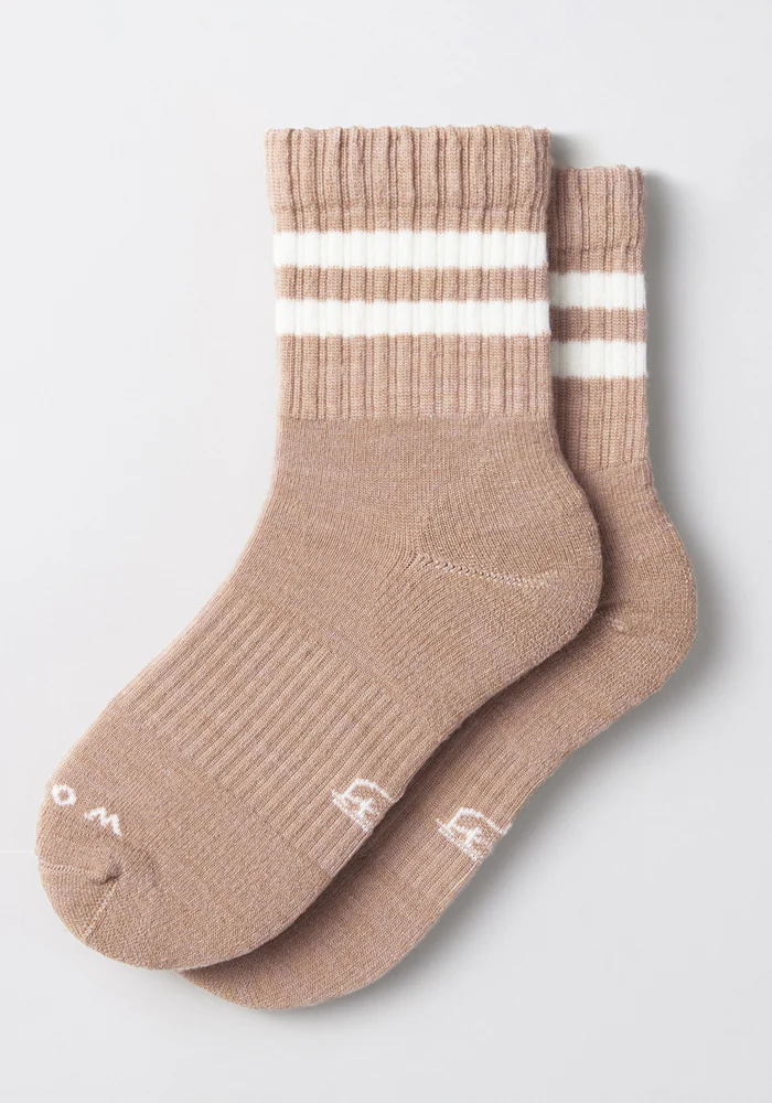 Womens Varsity Mini Crew Socks - Morning Latte