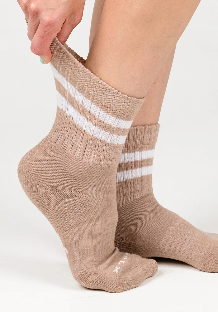 Womens Varsity Mini Crew Socks - Morning Latte - Image 4