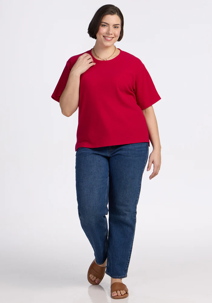 Delia Ribbed Short Sleeve - Poppy Spark - Image 10