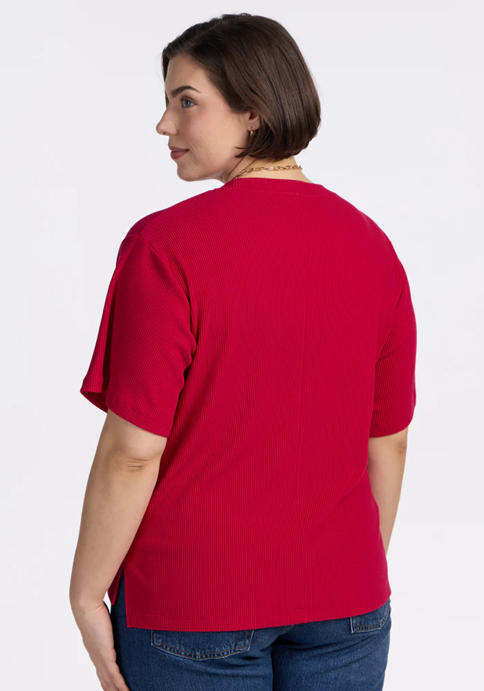Delia Ribbed Short Sleeve - Poppy Spark - Image 11