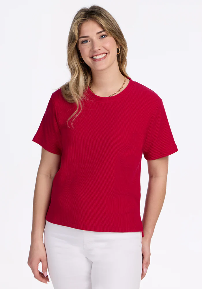 Delia Ribbed Short Sleeve - Poppy Spark - Image 2