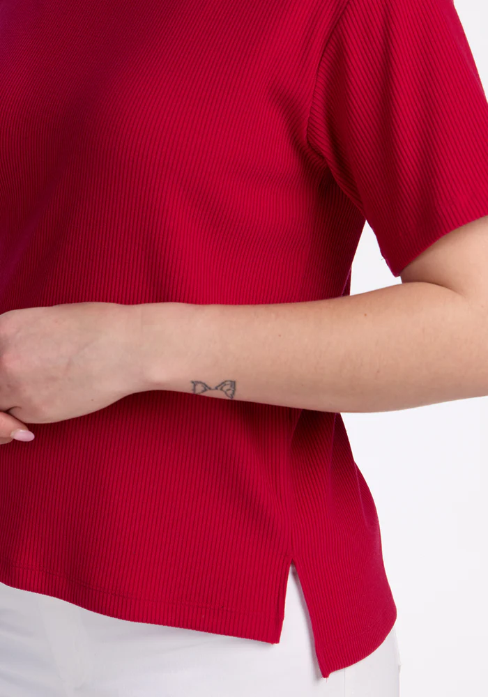 Delia Ribbed Short Sleeve - Poppy Spark - Image 4