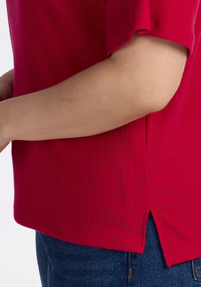 Delia Ribbed Short Sleeve - Poppy Spark - Image 8