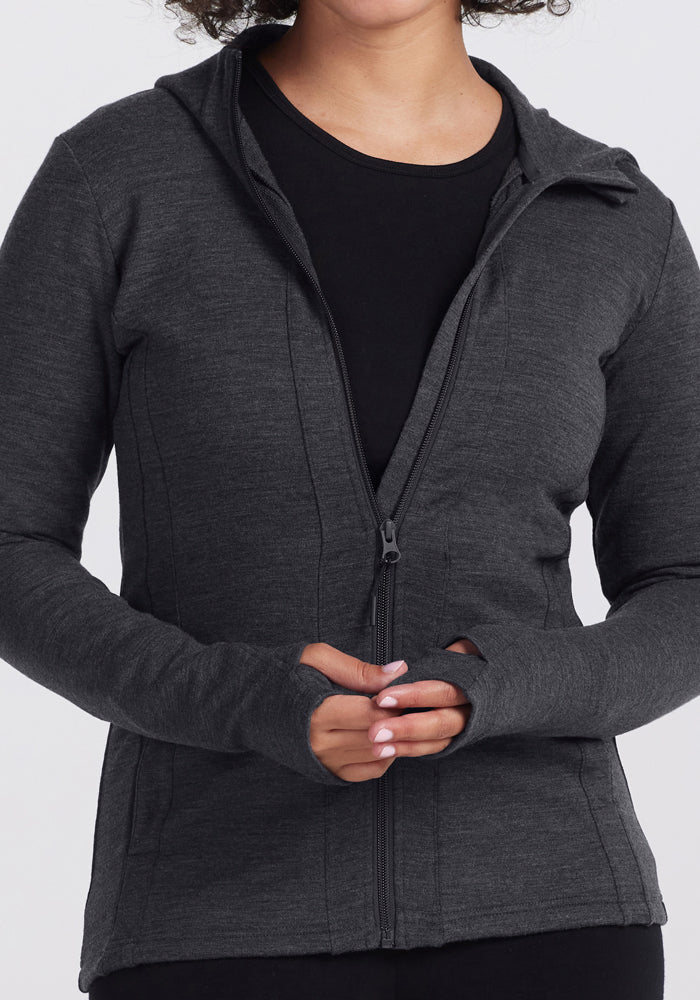 Zoey Zip Up Hoodie - Cinder Melange - Image 2