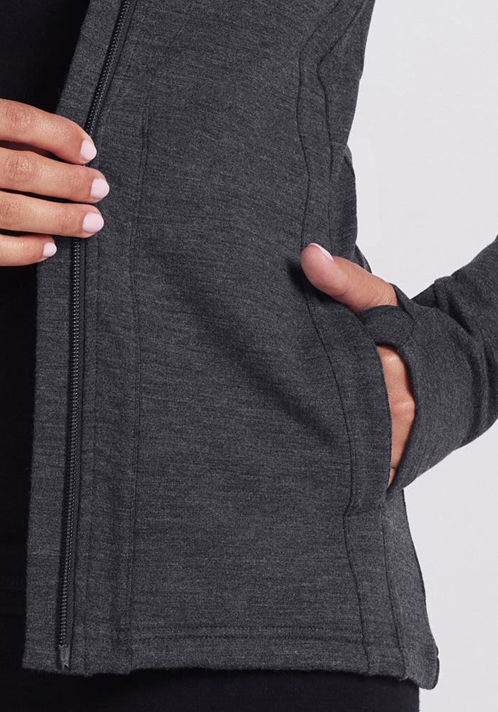Zoey Zip Up Hoodie - Cinder Melange - Image 3