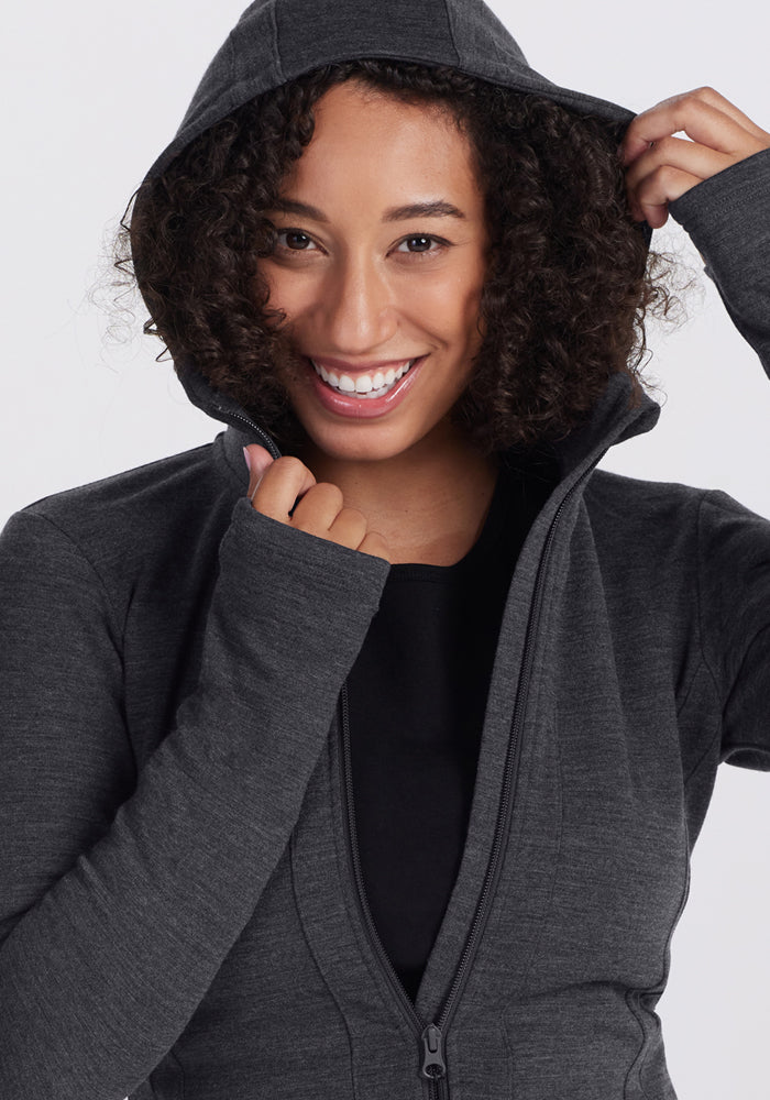 Zoey Zip Up Hoodie - Cinder Melange - Image 4