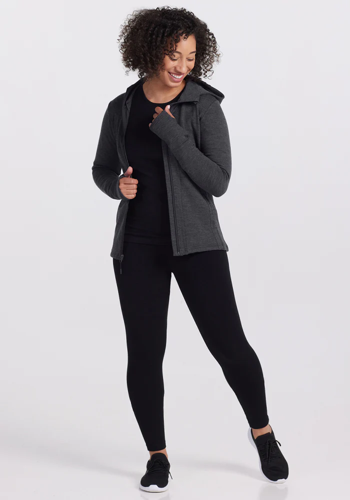 Zoey Zip Up Hoodie - Cinder Melange - Image 5